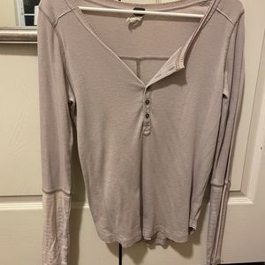 Free people Henley with tie-dye detail on sleeves